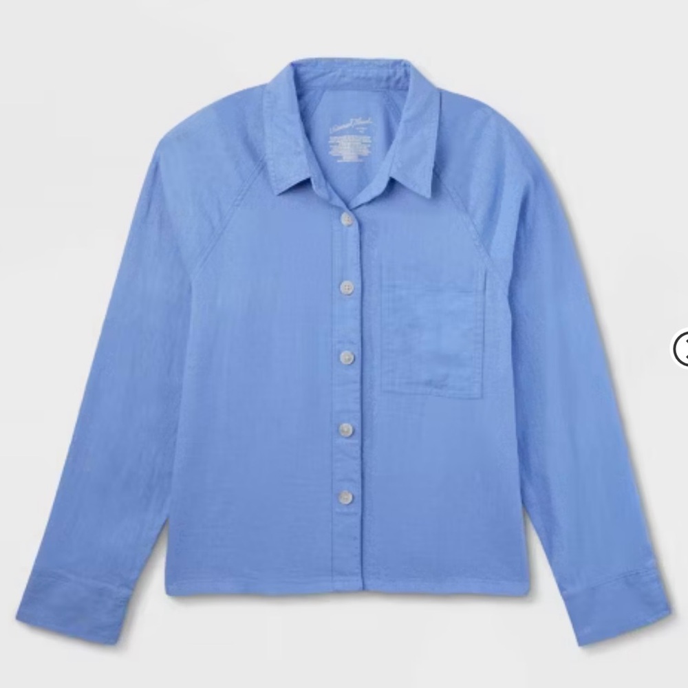 Universal Thread Blue Linen Women's Long Sleeve Adaptive Button-Down Shirt (XL) - Picture 2 of 10